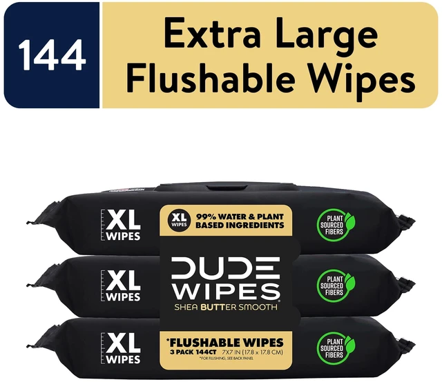 Main image of DUDE Wipes XL Flushable Wet Wipes, Shea Butter Smooth, 144 Count
