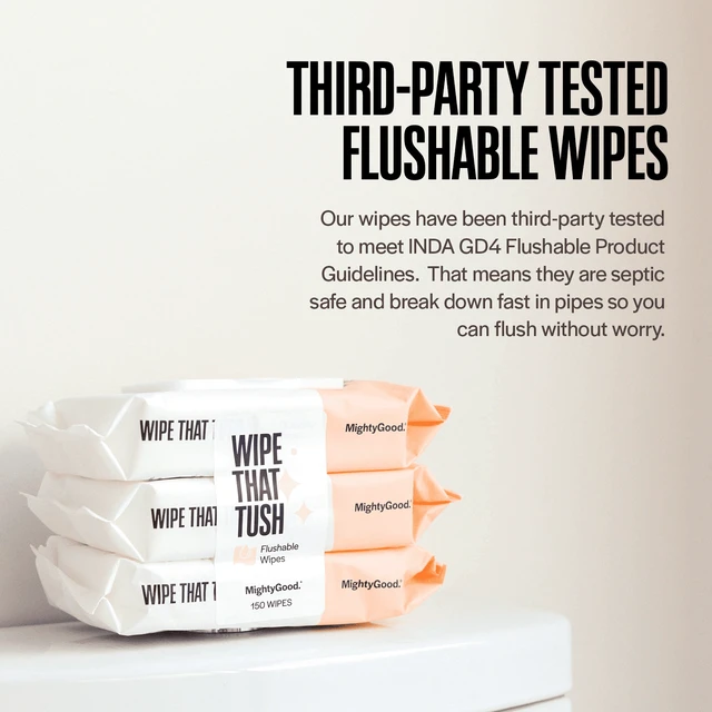 Alt view image 2 of 6 - Wipe That Tush Flushable Wipes Value Pack, Aloe & Vitamin E Infused, Fragrance-Free, 6 Packs of 52 Wipes, 312 Total