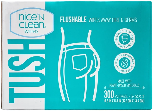 Main image of Nice n Clean Flushable Wipes 5 Packs of 60 Wipes, 300 Total Wipes