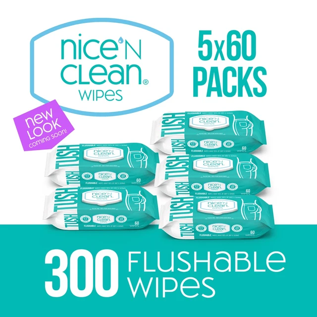 Alt view image 2 of 7 - Nice n Clean Flushable Wipes 5 Packs of 60 Wipes, 300 Total Wipes