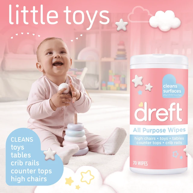 Alt view image 5 of 5 - Dreft All Purpose Baby Cleaning Wipes, 70 Count, Safe on Baby Essentials and Surface Clean