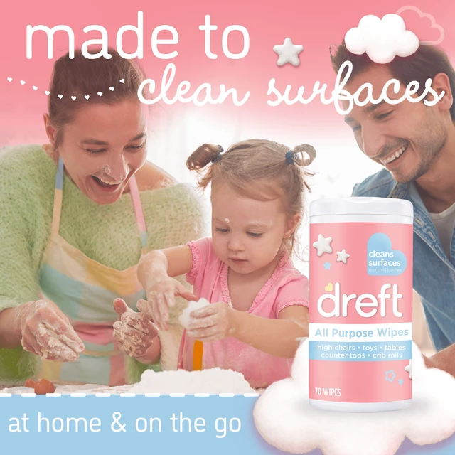Alt view image 3 of 5 - Dreft All Purpose Baby Cleaning Wipes, 70 Count, Safe on Baby Essentials and Surface Clean