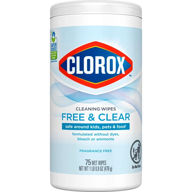 Alt view image 2 of 6 - Clorox Free & Clear Cleaning Wipes, Fragrance Free, 2-Pack, 75 Count