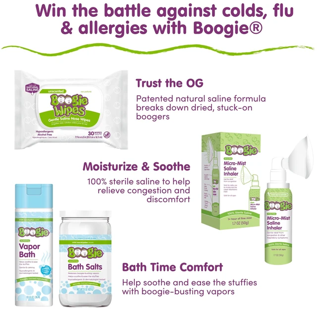 Alt view image 4 of 6 - Boogie Wipes Saline Nose Wipes Hypoallergenic Alcohol-Free Unscented 90 Count