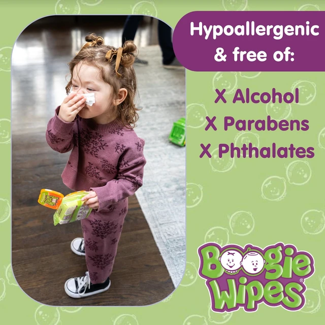 Alt view image 3 of 5 - Boogie Wipes Saline Nose Wipes, Hypoallergenic & Alcohol-Free, Fresh Scent, 45 Count