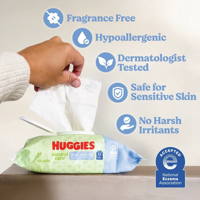 Alt view image 2 of 6 - Huggies Natural Care Extra Sensitive Unscented Baby Wipes, 1 Flip-Top Pack (24 Wipes Total)