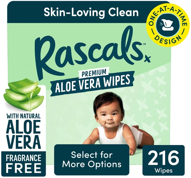 Main image of Rascals Premium Aloe Vera Wipes, 216 Count