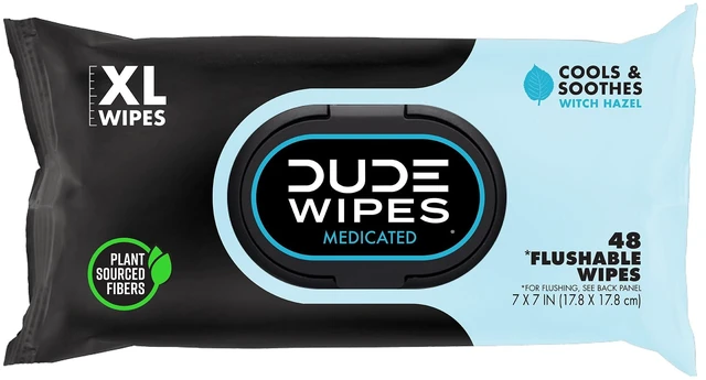 Alt view image 4 of 6 - DUDE Wipes XL Medicated Flushable Wipes, Unscented, 48 Count, for Hemorrhoid Relief