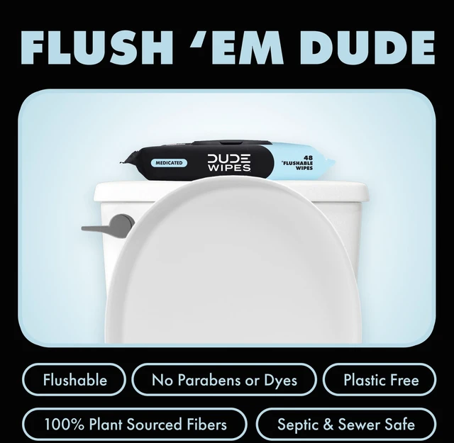 Alt view image 5 of 6 - DUDE Wipes XL Medicated Flushable Wipes, Unscented, 48 Count, for Hemorrhoid Relief