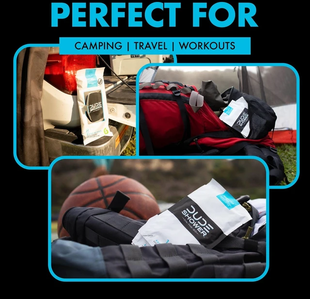 Alt view image 2 of 6 - DUDE Wipes On-the-Go Shower Replacement Wipes, XL Full Body, Unscented, 8 Count