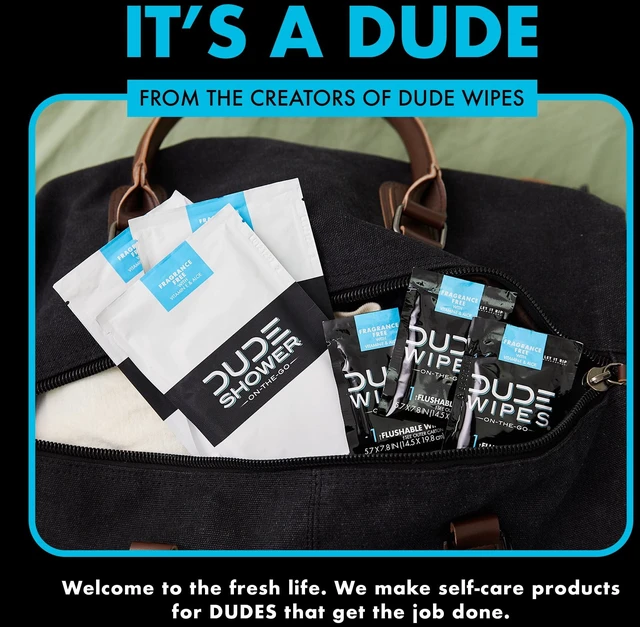 Alt view image 6 of 6 - DUDE Wipes On-the-Go Shower Replacement Wipes, XL Full Body, Unscented, 8 Count