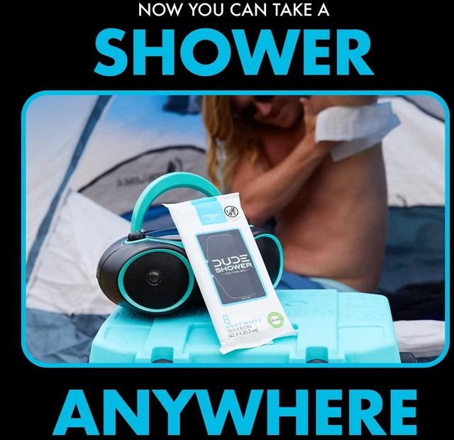 Alt view image 5 of 6 - DUDE Wipes On-the-Go Shower Replacement Wipes, XL Full Body, Unscented, 8 Count