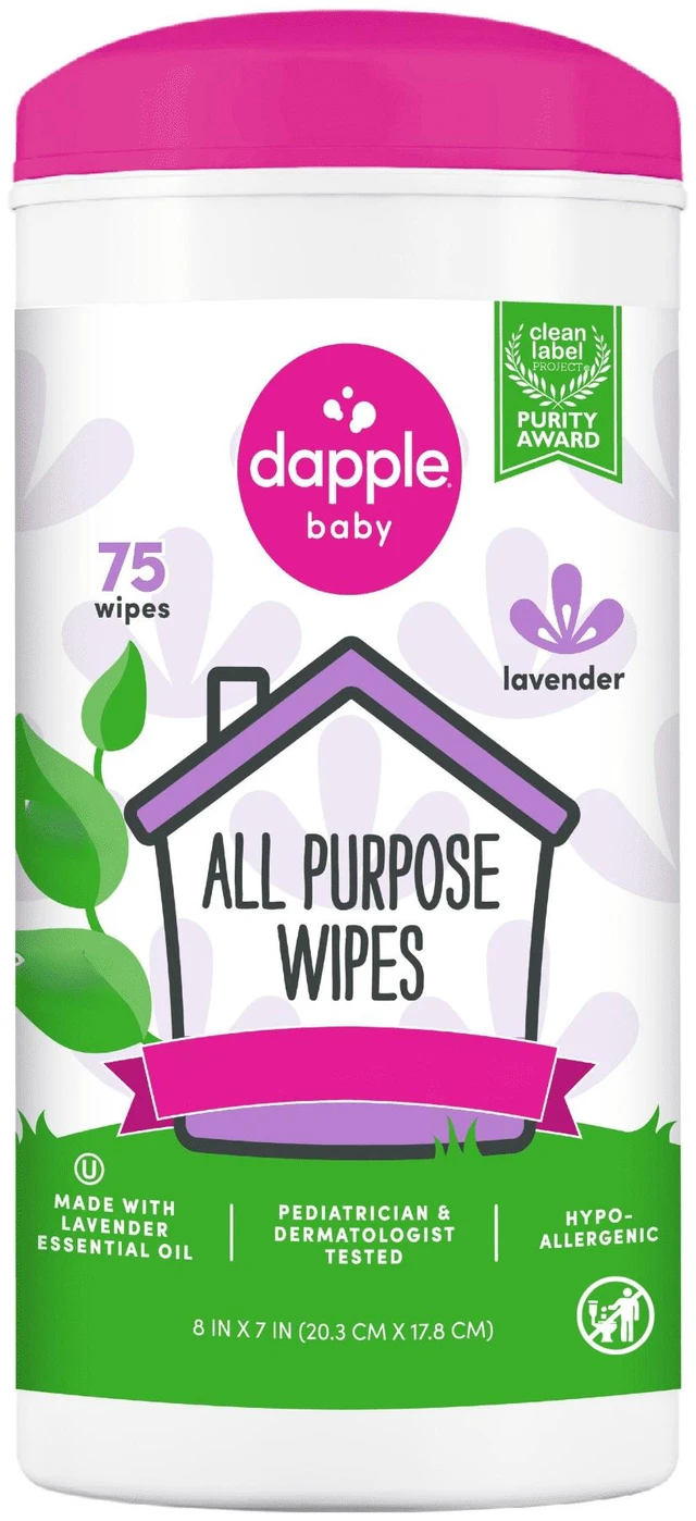 Main image of Dapple Baby All-Purpose Cleaning Wipes - 75 Plant-Based Wipes, Lavender Scent