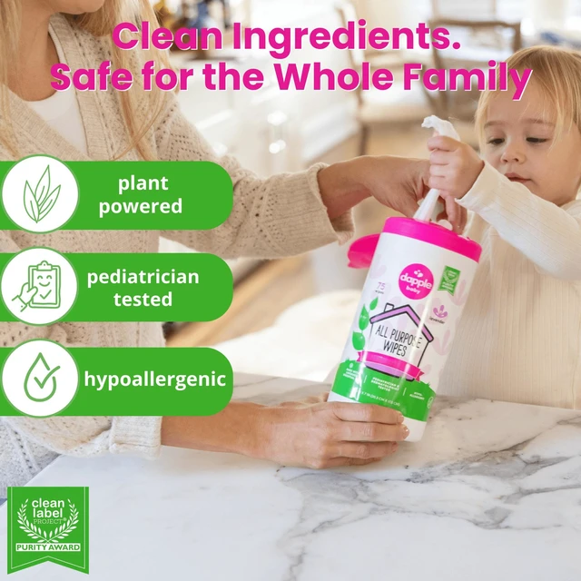 Alt view image 5 of 6 - Dapple Baby All-Purpose Cleaning Wipes - 75 Plant-Based Wipes, Lavender Scent