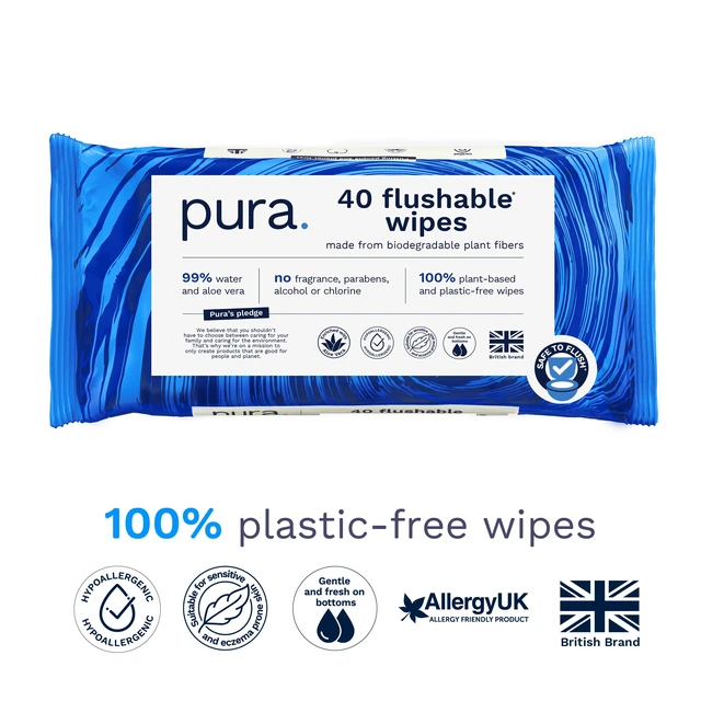 Alt view image 4 of 7 - Pura Flushable Fragrance-Free Allergy UK Certified Toilet Wipes, 160 Count
