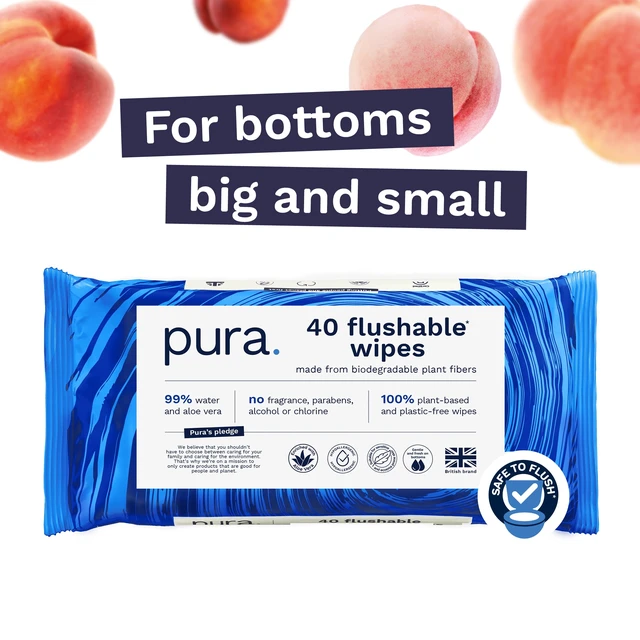 Alt view image 7 of 7 - Pura Flushable Fragrance-Free Allergy UK Certified Toilet Wipes, 160 Count