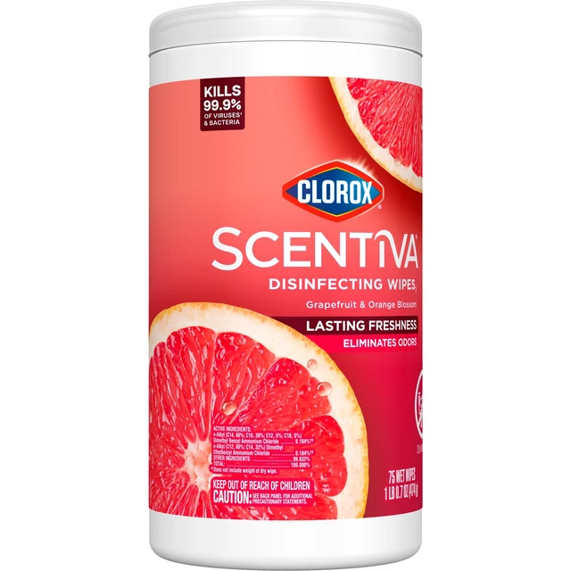 Alt view image 2 of 5 - Clorox Scentiva Bleach Free Cleaning Wipes, Grapefruit & Orange Blossom, 75 Count, 3 Pack