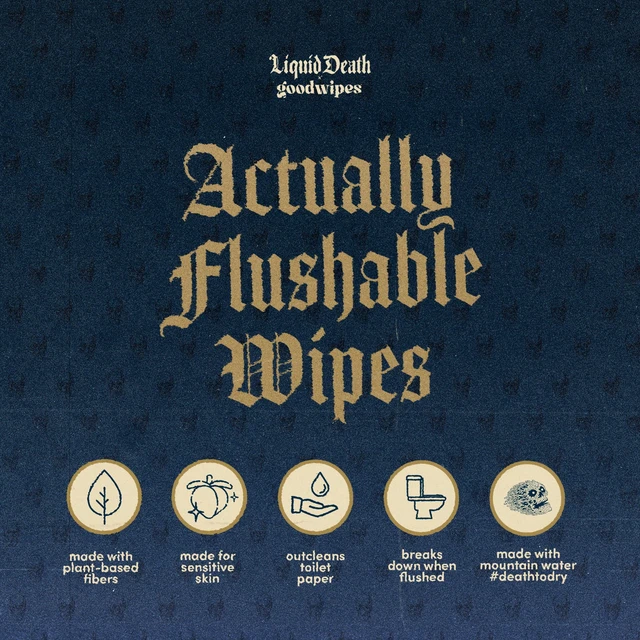 Alt view image 3 of 6 - GoodWipes Flushable Butt Wipes, Liquid Death Cream Soda Scented, 3 Pack, 150 Total XL Wipes