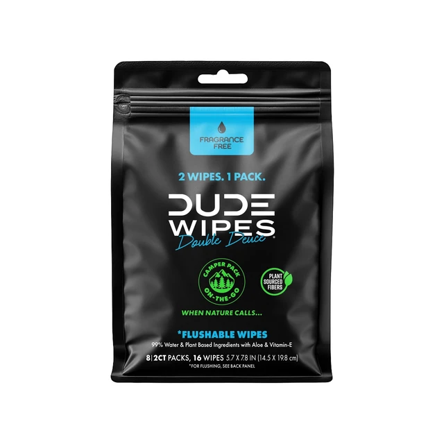 Alt view image 5 of 6 - DUDE Wipes Double Deuce Two-In-One On-The-Go Flushable Wipes Unscented 8 Pack (16 Count)