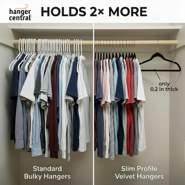 Alt view image 5 of 6 - Hanger Central 25 Pack 17-Inch Black Velvet Clothes Hangers with Swivel Hook