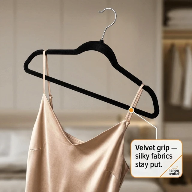 Alt view image 6 of 6 - Hanger Central 25 Pack 17-Inch Black Velvet Clothes Hangers with Swivel Hook