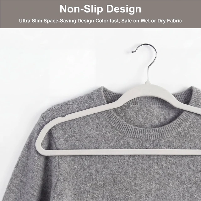 Alt view image 2 of 6 - Better Homes & Gardens Beige Ultra Slim Velvet Non-Slip Clothes Hangers, 30 Pack