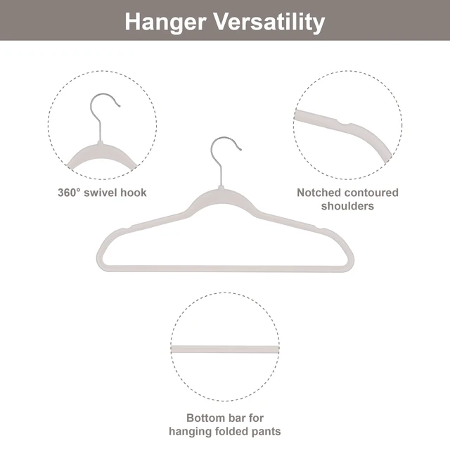 Alt view image 3 of 6 - Better Homes & Gardens Beige Ultra Slim Velvet Non-Slip Clothes Hangers, 30 Pack