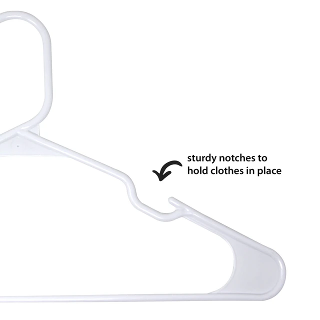 Alt view image 3 of 5 - Mainstays Plastic Notched Adult Hangers 50 Count, Arctic White