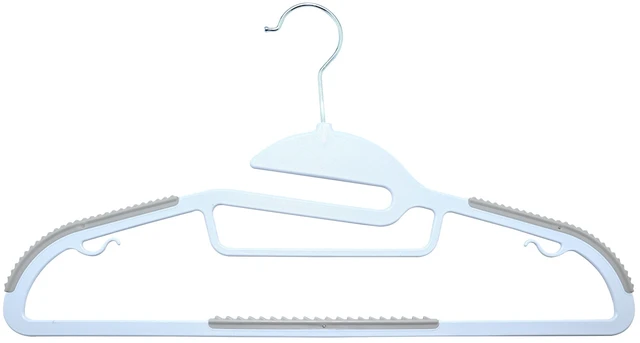 Alt view image 5 of 5 - Mainstays Plastic Clothes Hangers 10 Pack Adult Easy Slip Non-Slip Arctic White/Grey Pumice