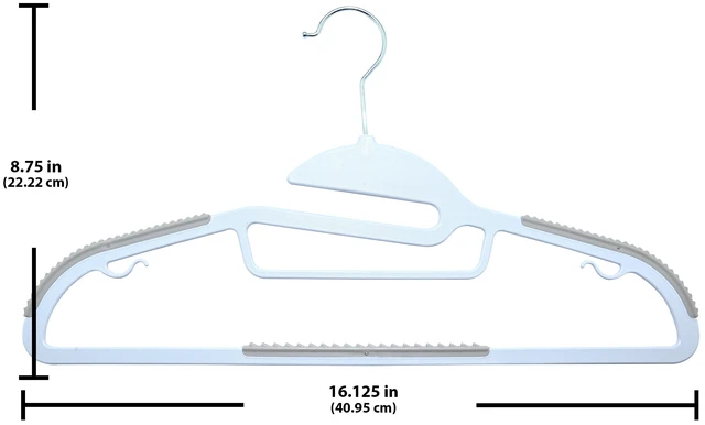 Alt view image 3 of 5 - Mainstays Plastic Clothes Hangers 10 Pack Adult Easy Slip Non-Slip Arctic White/Grey Pumice