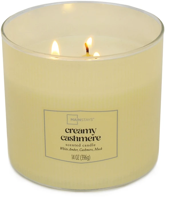 Alt view image 2 of 6 - Mainstays Textured Wrapped 3-Wick Candle, Creamy Cashmere, 14 oz