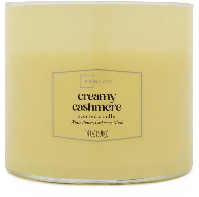 Alt view image 3 of 6 - Mainstays Textured Wrapped 3-Wick Candle, Creamy Cashmere, 14 oz
