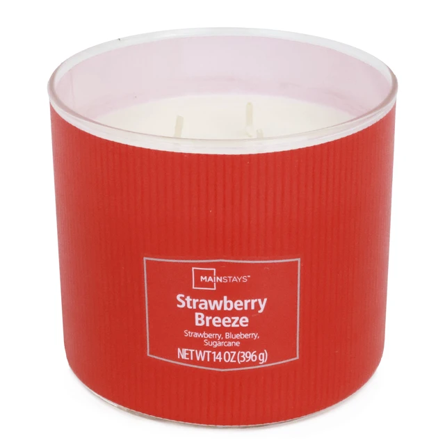 Alt view image 5 of 6 - Mainstays Textured Wrap Strawberry Breeze 3-Wick Candle, 14 oz