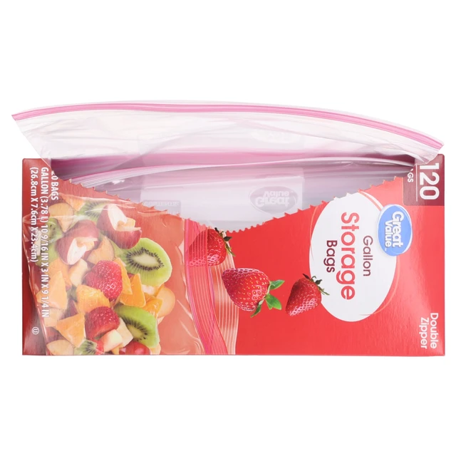 Alt view image 6 of 6 - Great Value Double Zipper Gallon Storage Bags, 120 Count