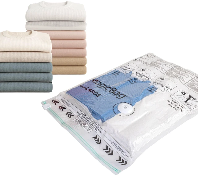 Alt view image 2 of 5 - MagicBag Variety Pack Vacuum Storage Bags, 8 Pack, Flat Compression for Clothing & Bedding, Space Saving & Airtight