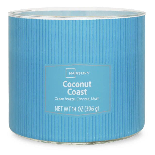 Alt view image 3 of 6 - Mainstays 3-Wick Textured Wrapped Candle, Coconut Coast Fragrance, 14oz
