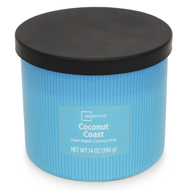 Alt view image 6 of 6 - Mainstays 3-Wick Textured Wrapped Candle, Coconut Coast Fragrance, 14oz