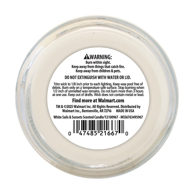 Alt view image 3 of 5 - Mainstays White Sails & Sunsets 3-Wick Candle, 11.5oz Glass Jar