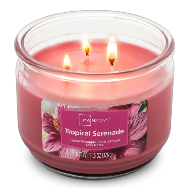 Alt view image 3 of 6 - Mainstays Tropical Serenade 3-Wick Scented Glass Jar Candle, 11.5oz