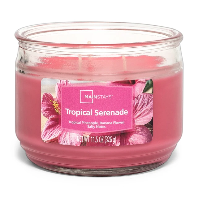 Alt view image 6 of 6 - Mainstays Tropical Serenade 3-Wick Scented Glass Jar Candle, 11.5oz