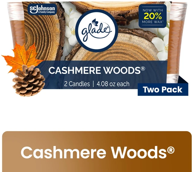 Main image of Glade Single Wick Candle Cashmere Woods 8.16oz 2 Count