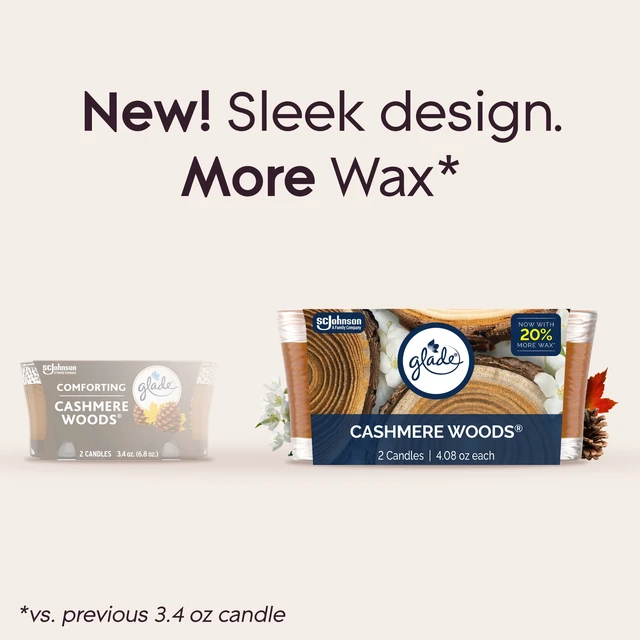 Alt view image 4 of 5 - Glade Single Wick Candle Cashmere Woods 8.16oz 2 Count