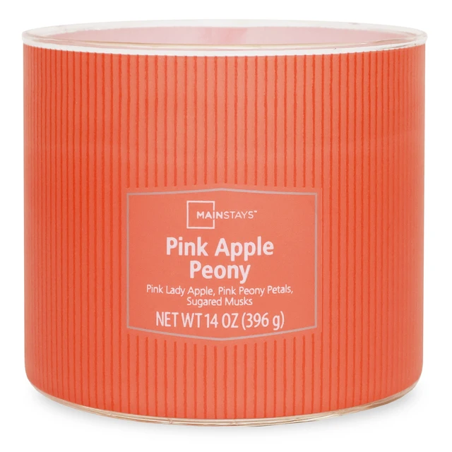 Alt view image 2 of 6 - Mainstays Apple Peony 3-Wick Textured Wrapped Jar Candle, 14 oz