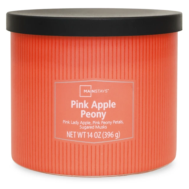 Alt view image 6 of 6 - Mainstays Apple Peony 3-Wick Textured Wrapped Jar Candle, 14 oz