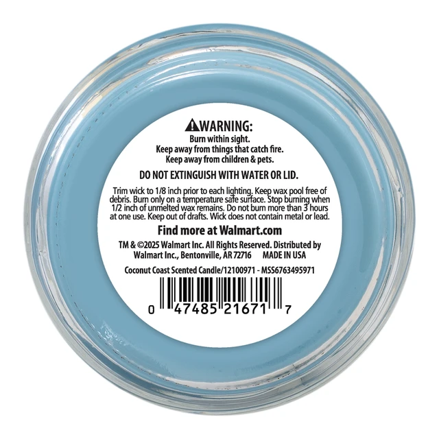 Alt view image 3 of 5 - Mainstays 11.5oz Coconut Coast Scented Candle Jar