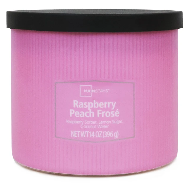 Alt view image 2 of 6 - Mainstays 3-Wick 14oz Raspberry Peach Frose Candle with Textured Wrap
