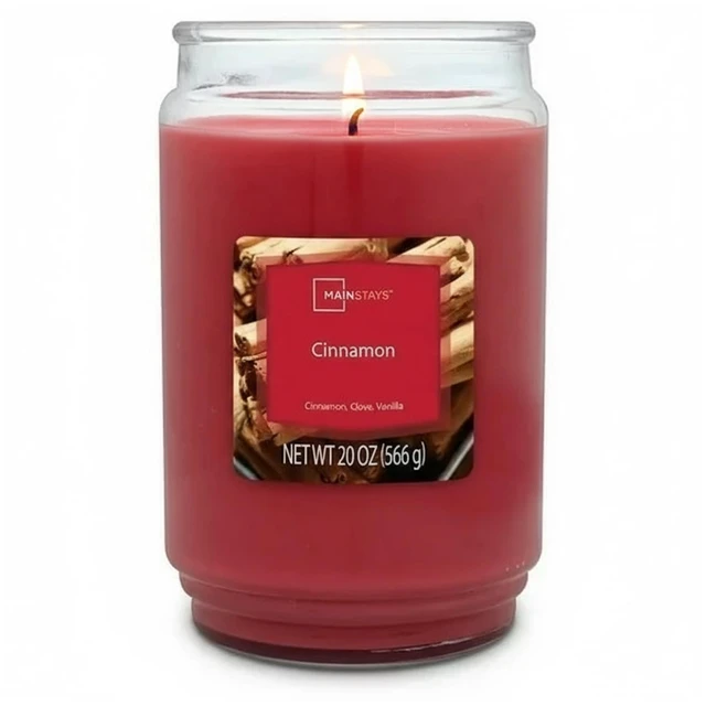 Main image of Mainstays 20oz Cinnamon Scented Single-Wick Glass Jar Candle