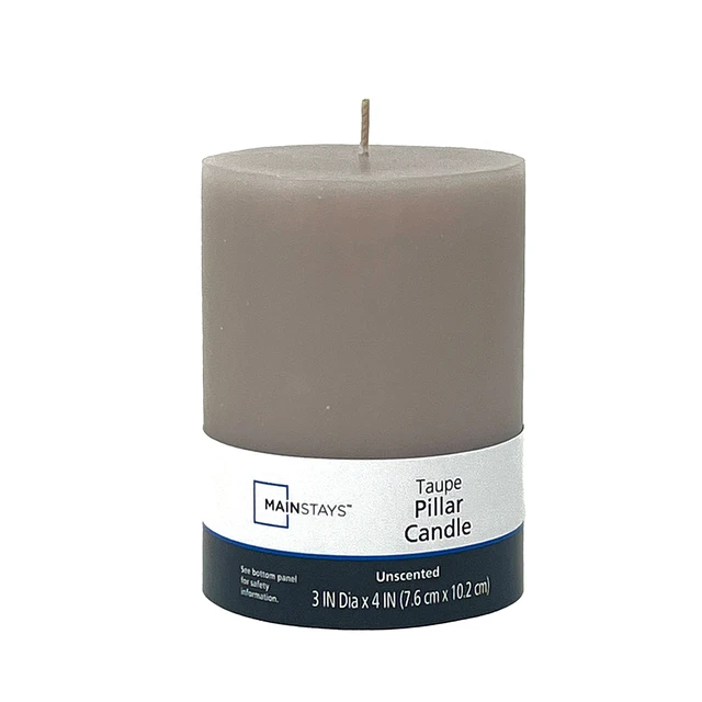 Alt view image 4 of 7 - Mainstays Single Wick Pillar Candle, 3in x 4in, Unscented, Taupe