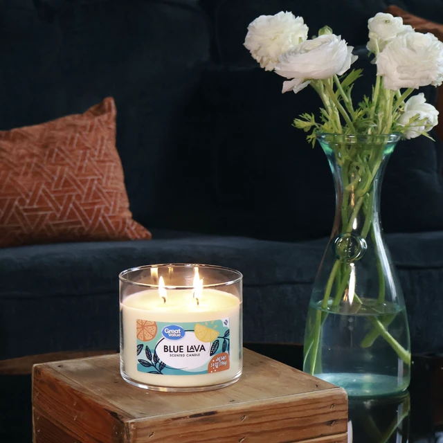 Alt view image 2 of 6 - (2-Pack) Great Value Blue Lava Scented Jar Candle, 3 Wicks, 14oz