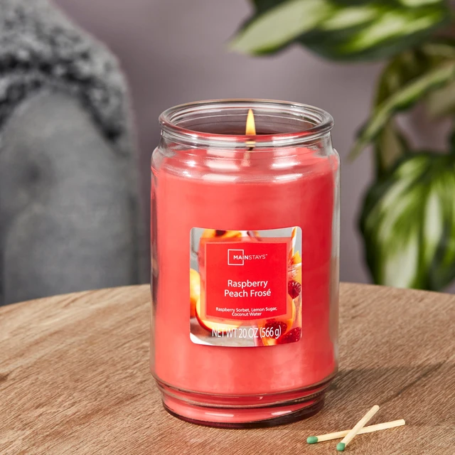 Alt view image 5 of 7 - Mainstays Raspberry Peach Fros Scented Single Wick Jar Candle 20 oz